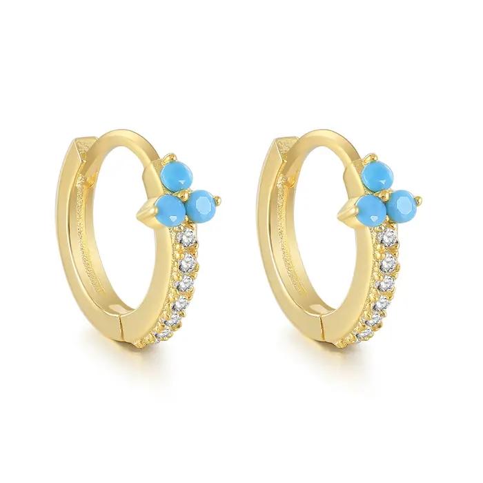 INS minimaliste 925 en argent Sterling boucle d'oreille perle petit cercle boucles d'oreilles pour f