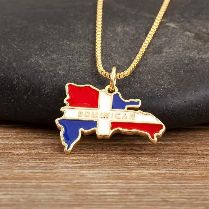 Nidin offre spéciale drapeau dominicaine Continent africain carte pendentif collier pour femmes homm