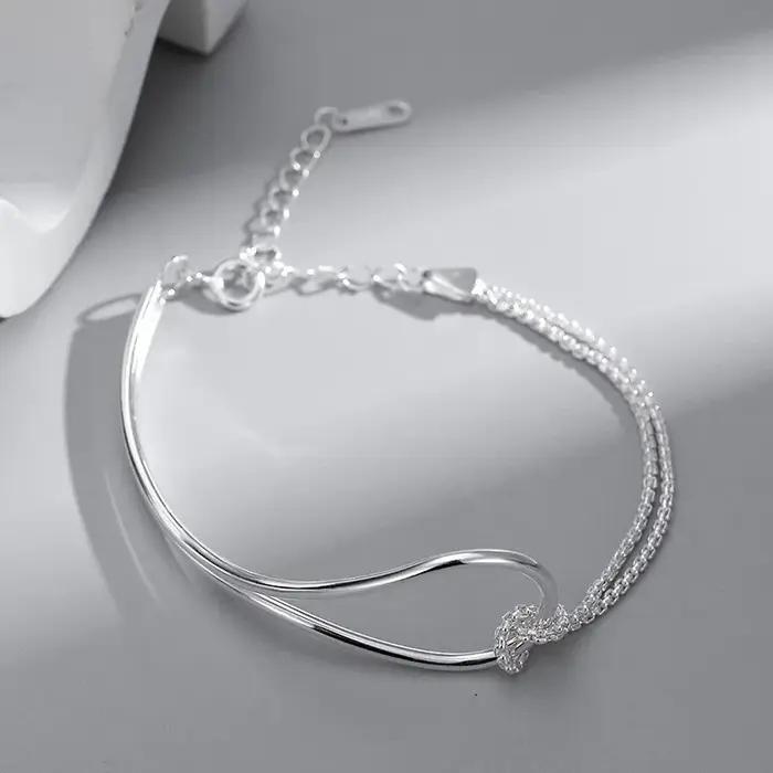 Bracelet minimaliste élégant pour femmes design géométrique double couche nouée chaîne fait main bijoux cadeaux occasions spéciales tracker humeur