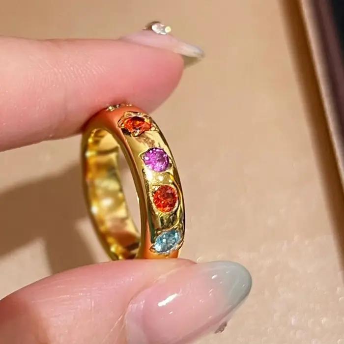 Bagues en diamant coloré incrusté brillant haut de gamme pour femmes