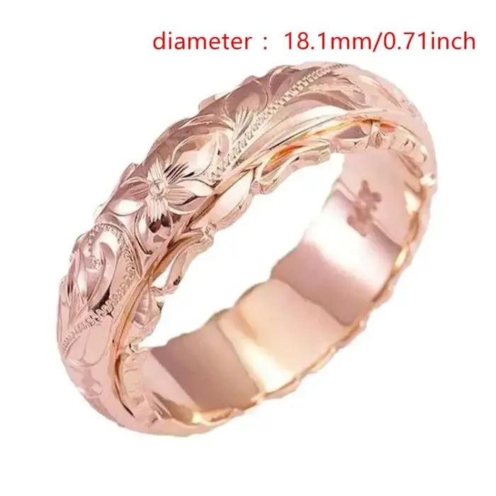 Bague en or rose en forme de rose sculptée avec motifs floraux gravés, bijou vintage hypoallergénique pour femmes, cadeau romantique pour toutes les occasions