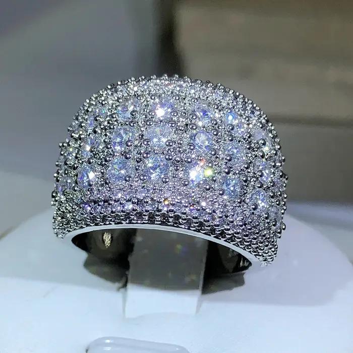 Bague de fiançailles ronde en argent Sterling 925 pour femmes