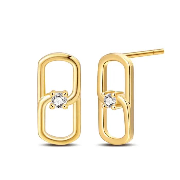Pandach 925 couleur argent papillon étoile boucle d'oreille pour les femmes couleur or brillant Zirc