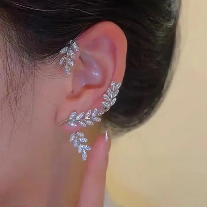 Boucles d'oreilles à Clip papillon en feuille de métal plaqué argent pour femmes