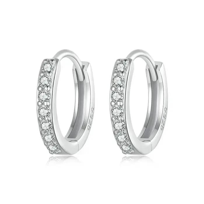 Bamoer-Boucles d'oreilles créoles en argent regardé 925 pour femme, grand cercle, manchette d'oreill
