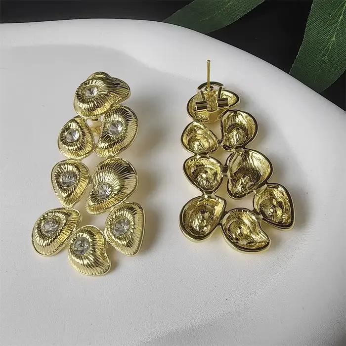 ESALE luxe dubaï couleur or ensemble de bijoux pour femmes collier boucles d'oreilles Bracelet et bague 4 pièces ensemble de bijoux complet