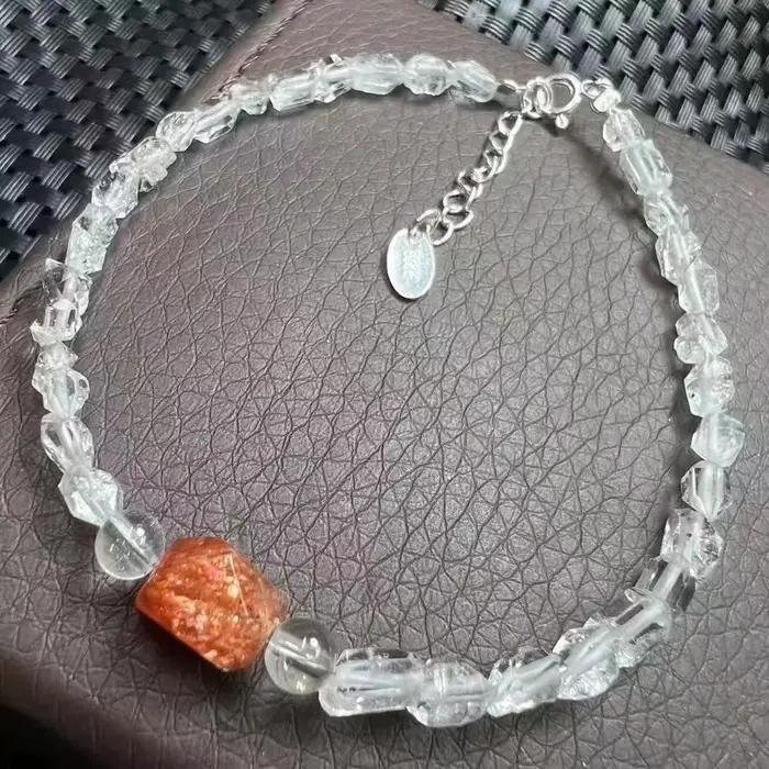 Unité un Bracelet 925 argent avec joli mignon naturel Herkimer diamant cristal forme libre Bracelet