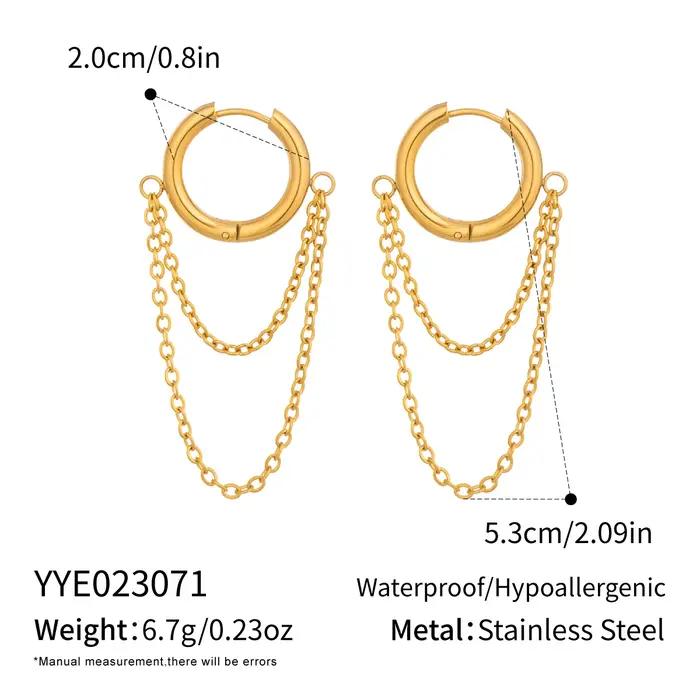 C.citybeauty Boucles d'oreilles créoles élégantes au design moderne en acier inoxydable avec chaîne épaisse et