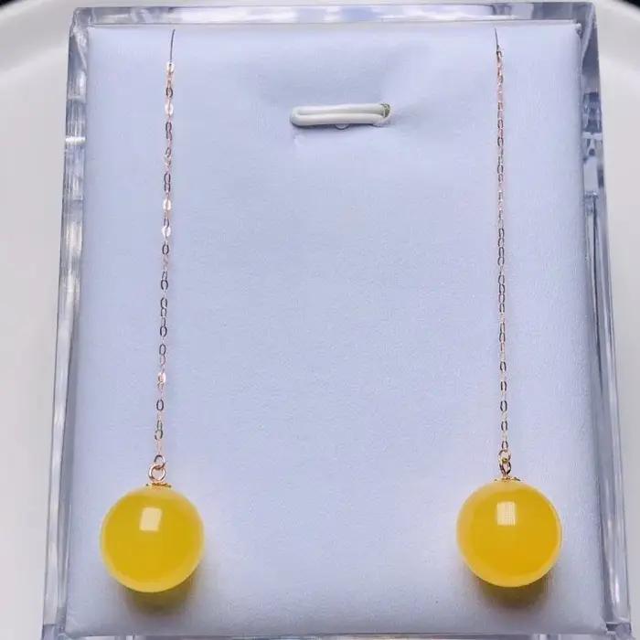 Boucle d'oreille pendante en or véritable massif 18 carats