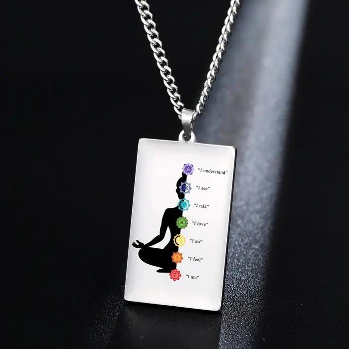 Collier 7 chakras, pendentif de méditation yoga