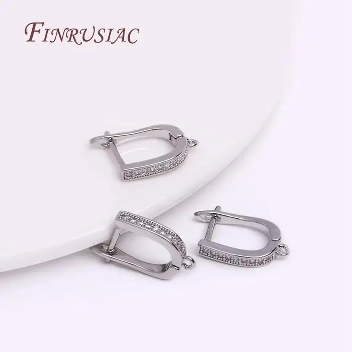 Boucles d'oreilles classiques en Zircon, plaqué or véritable 18K, Anti-allergie, fermoirs à crochet pour femmes, bricolage, matériel de fabrication de bijoux