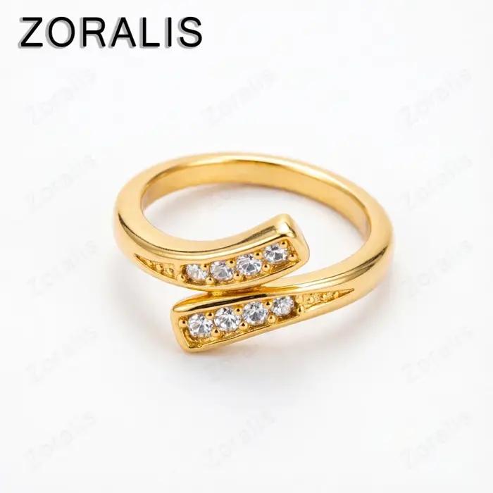 Bague de luxe en or 18 carats avec zircon pour femmes