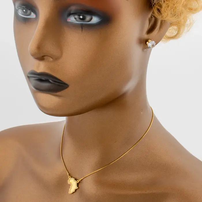 Ensemble de bijoux en or plaqué pour femmes, collier et boucles d'oreilles géométriques, idéal pour mariages et cérémonies de fiançailles