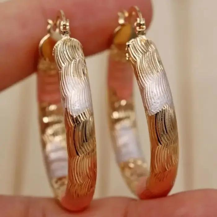 Boucles d'oreilles créoles dorées en alliage de Style bohème