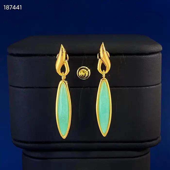 Top qualité 925 argent naturel blanc coquille/Agata noire/Malachite/Turquoise oreille goutte balancent longues boucles d'oreilles Art déco bijoux