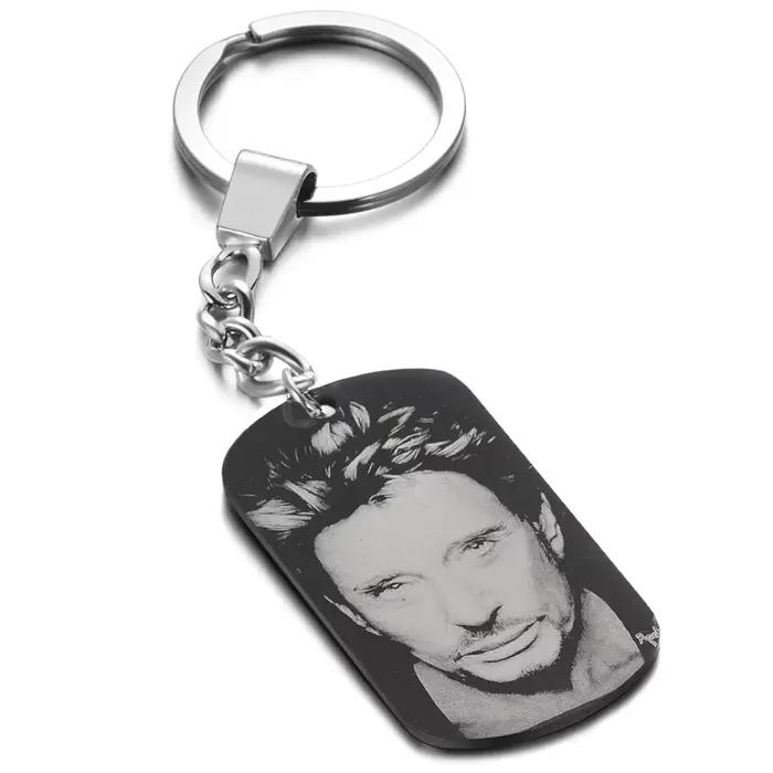 Collier avec pendentif en forme de bascule française gravée, personnalisé, Johnny Hallyday, Photo pe