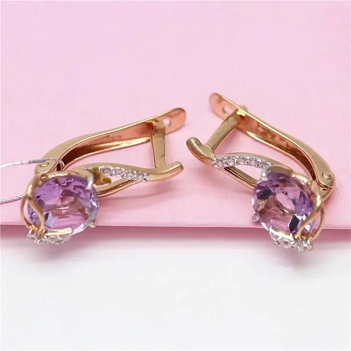 Boucles d'oreilles plaquées or rose 14 carats pour femmes, style classique, élégantes et brillantes, idéales pour les mariages et les occasions formelles