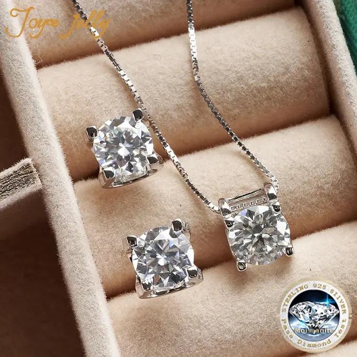 3ct D Clolor réel Moissanite ensembles de bijoux femmes en argent Sterling 925 boucles d'oreilles collier