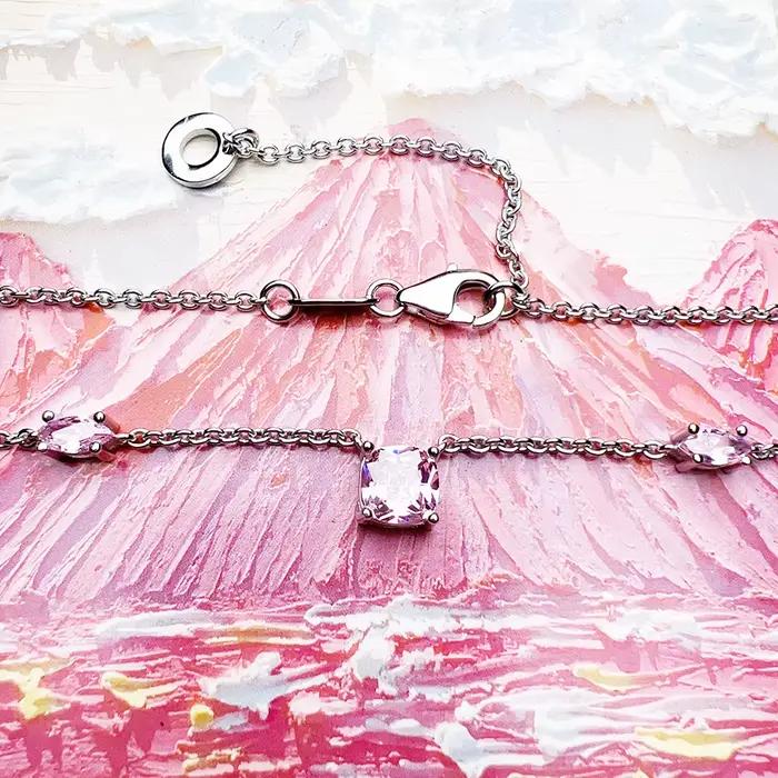 Ensemble de bijoux collier et boucles d'oreilles en pierre rose, tout nouveau cadeau romantique en argent Sterling 925 pour femmes, printemps