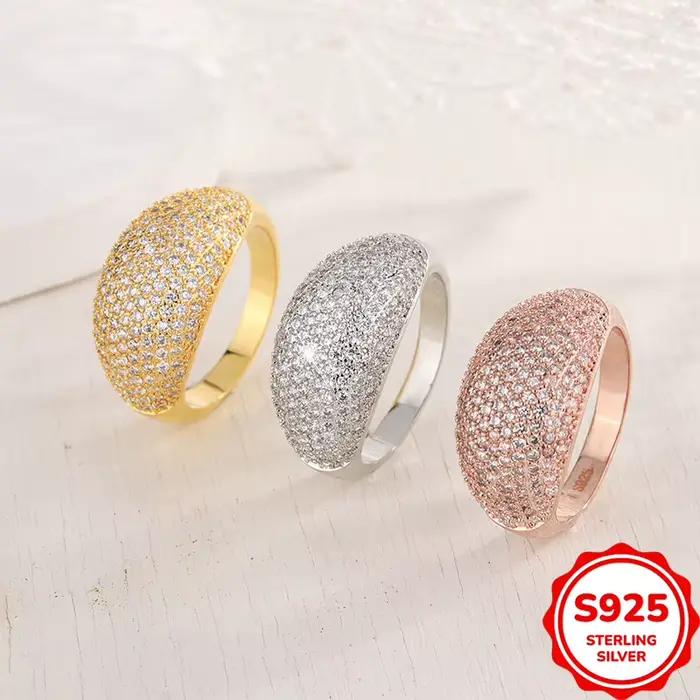Bagues de luxe en diamant pour hommes et femmes, plaqué argent S925, or Rose 18 carats, bijoux Hip Hop pour fête d'anniversaire, cadeau de mariage