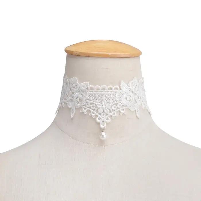 Collier Ras Du Cou Vintage Dentelle Noire Plaquée Argent Antique Pour Femme Occasions Spéciales