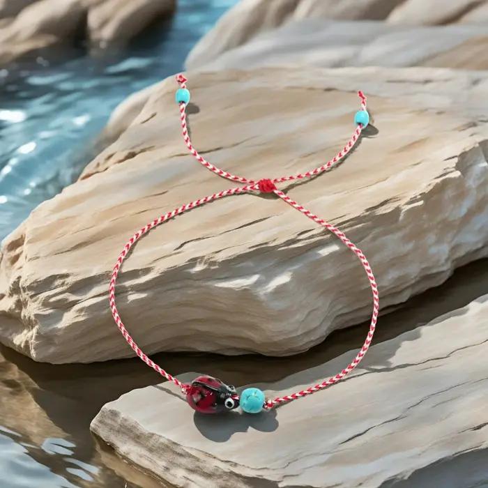 Noter nouveau Bracelet à breloques coccinelle fait à la main pour femmes petite amie bohême Howlite