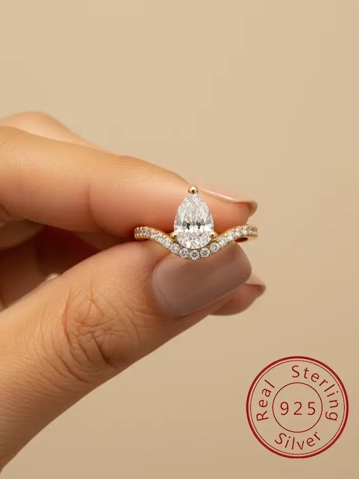 Bague en argent Sterling 925 zircon marquise forme V pour femmes mariage fiançailles bijoux fin élégants occasions spéciales