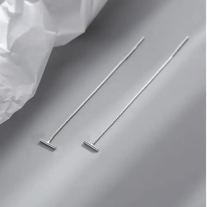 Boucles d'oreilles pendantes JOThreader en argent tibétain géométriques longues 11 cm pour femme et adolescente style fashion plaqué argent ou or