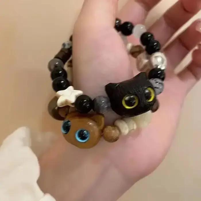 Bracelet à breloques chat de dessin animé en argent sterling cadeau bijoux pour femmes et filles pour les occasions spéciales et les cadeaux d'amitié