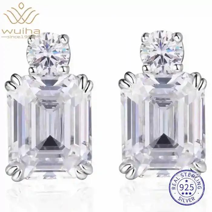 Boucles d'Oreilles Élégantes en Argent Sterling 925 Serties d'Émeraudes, Saphirs, Aigue-Maries et Diamants pour Occasions Spéciales Unisexe