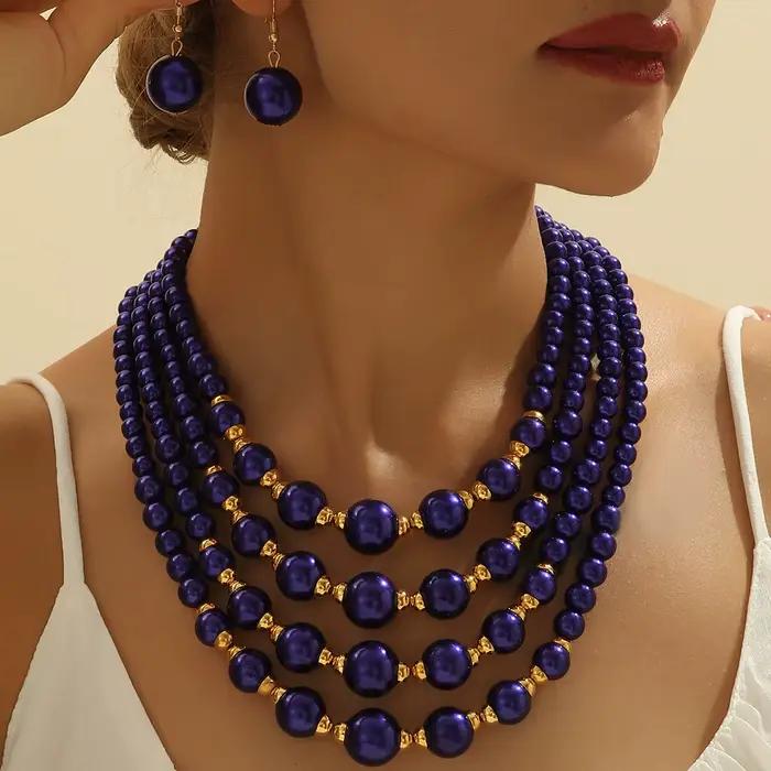 Ensemble de bijoux de mariée au nouveau design, élégant, avec perles d'imitation, collier et boucles