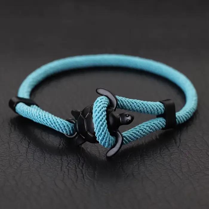 Bracelet tortue Marine Unique pour hommes, corde réglable coulissante, plage d'été, fil nautique, Braslet de loisirs