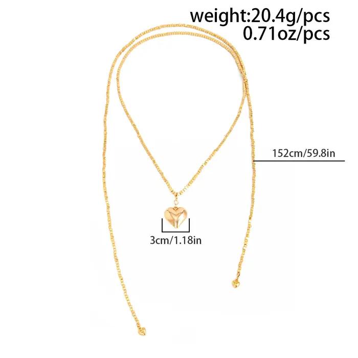 Mode couleur or amour coeur pendentif collier femmes Vintage chaîne de perles Long