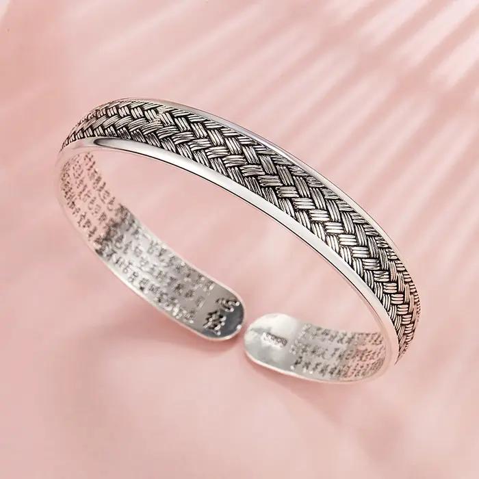 Bracelet noir ouvert tissé en argent sterling 925 pour femme avec zirconium pour soirée et cérémonies elegance sophistiquée bijou occasionnels