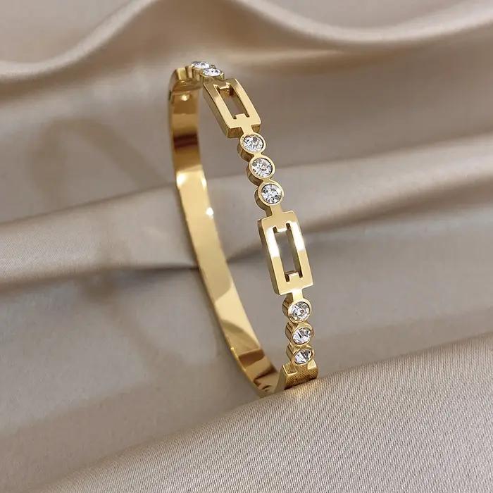 Bracelet fin à imprimé léopard tendance Greatera, style luxe léger, zirconium blanc carré, bracelet pour femmes, cadeaux Europe Amérique