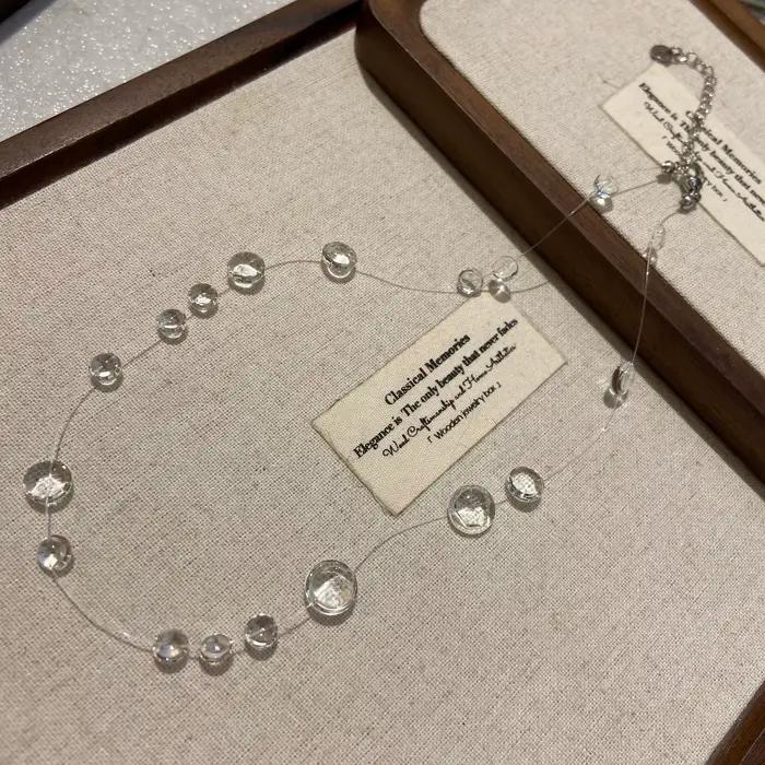 Collier Goutte de Rosée du Matin au Design Unique, Fait Main, Perles de Cristal Transparentes, Chaîne de Clavicule Tendance et Originale