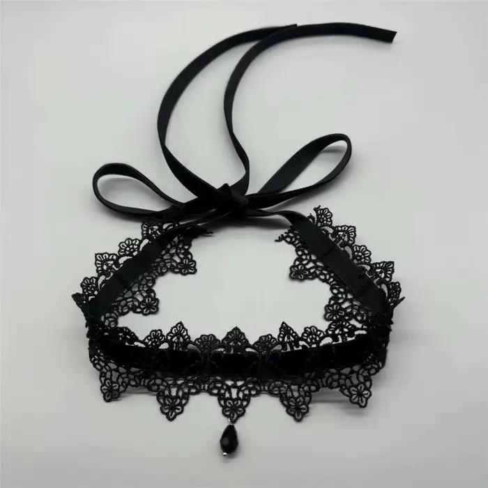 Collier ras du cou élégant en dentelle noire avec nœud papillon, gothique, Vintage, ras du cou, chaîne courte, bijoux