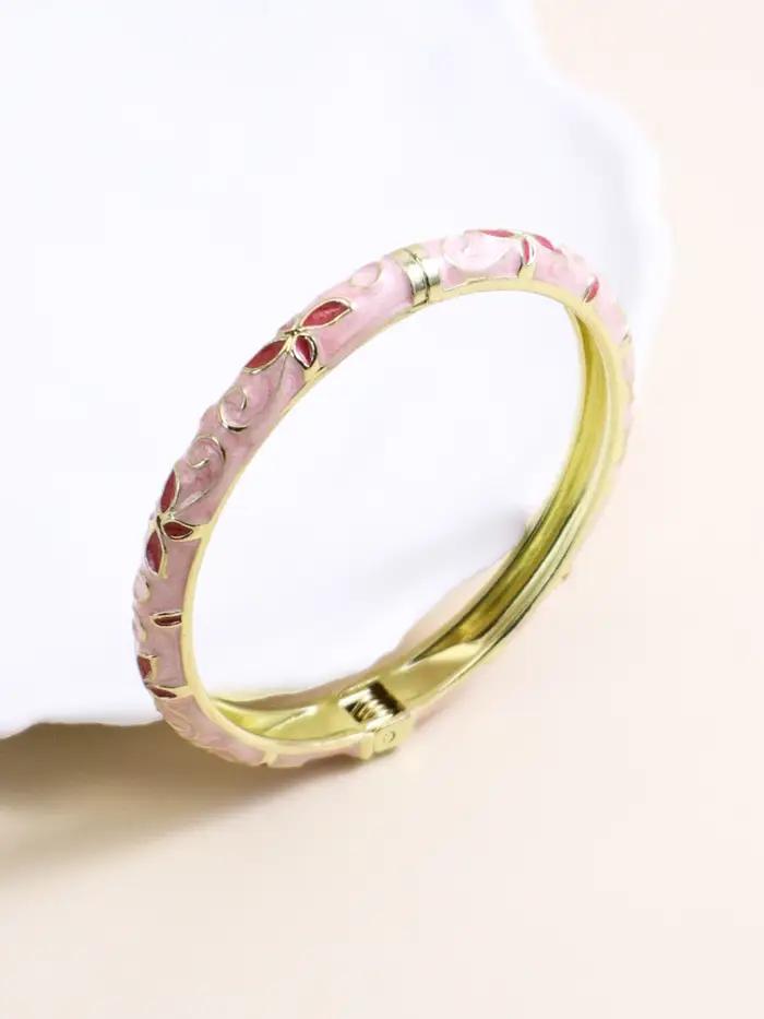 Bracelet cloisonné en alliage émaillé incrusté de diamants