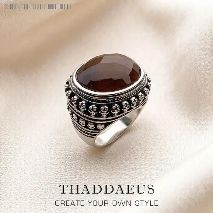Bague œil de tigre et crâne en argent Sterling 925, cadeau Vintage pour femmes et hommes, bijoux fin