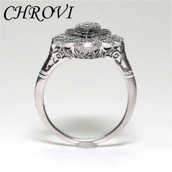 Bague en argent sterling 925 saphir zirconium blanc romantique pour femmes soirées spéciales occasions festives