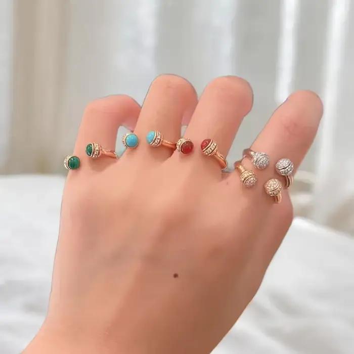 Bague Rotative en Argent 925 Plaquée Or avec Agate Naturelle pour Fiançailles Mariage Soirées Élégantes Occasions Spéciales