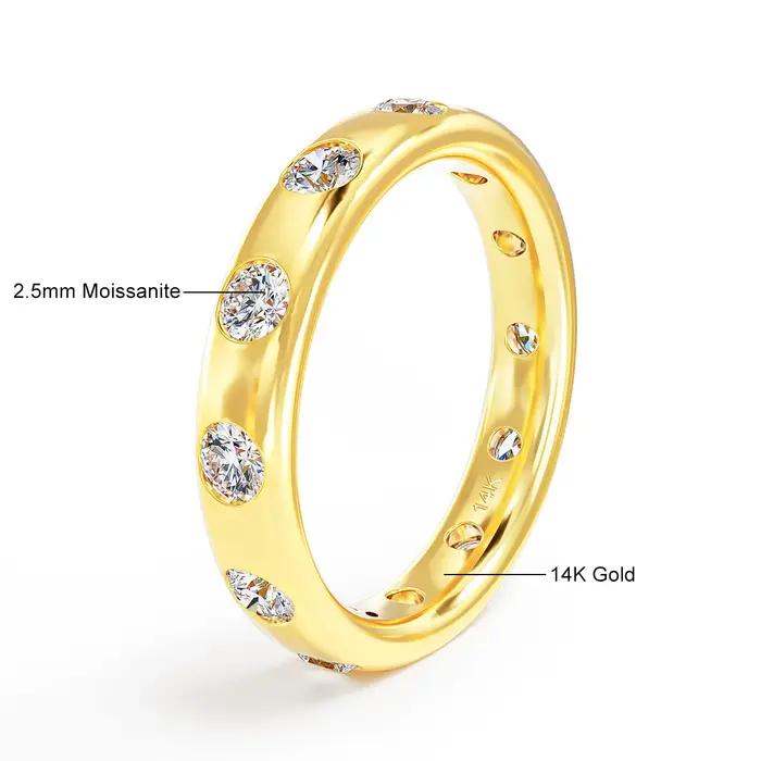 Bague de mariage en or véritable 14 carats pour femme