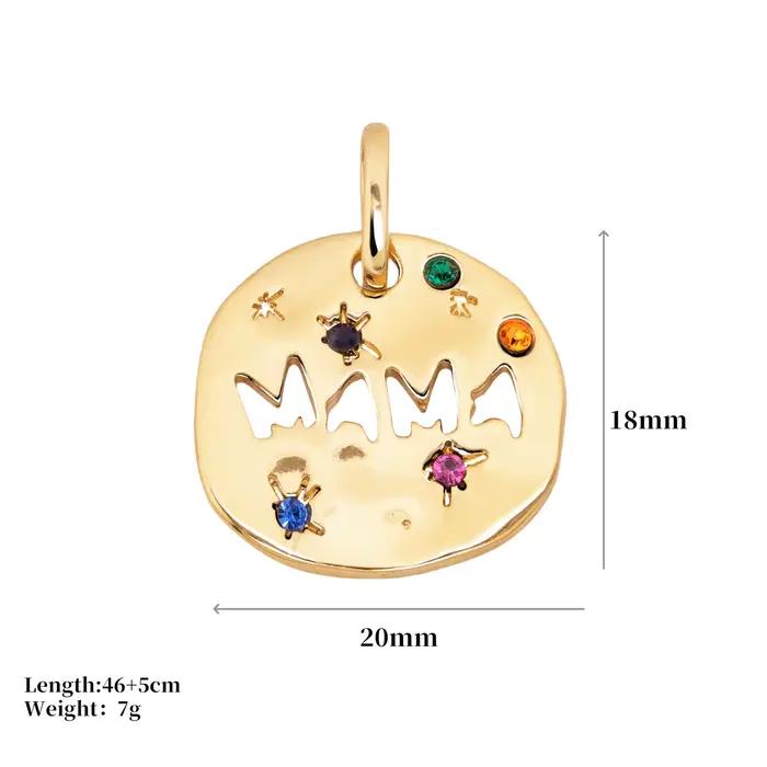 Collier maman cadeau rond irrégulier coeur d'amour MAMA pendentif collier pour mère Tarot pendentif acier inoxydable plaqué or 18 carats