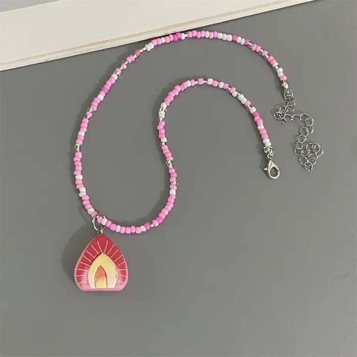 Collier Pendentif Fruits Variés Bohème Perles de Riz Cadeau pour Femme Filles Occasions Spéciales