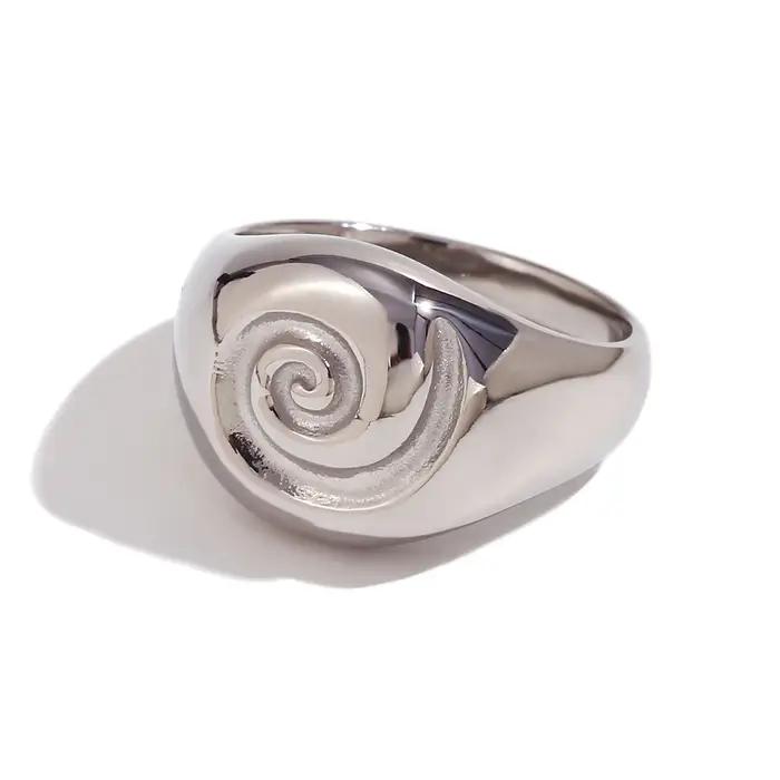 E.B.belle – bague Vortex à visage rond, étanche, plaqué or 18 carats, accessoires couleur argent, bagues en acier inoxydable 316L pour femmes