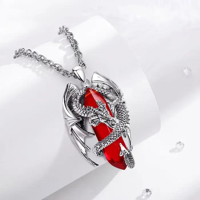 Eudora Dragon Twining Hexagonal cornaline naturelle prismatique collier Punk pierre de guérison pendentif bijoux fins pour femmes homme cadeau