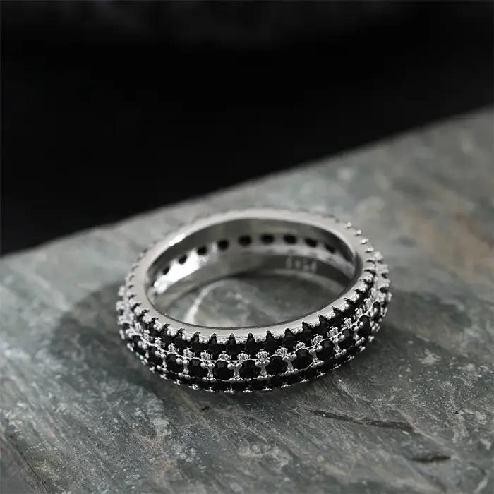 Bague ronde en argent Sterling 925 incrustée de cristal de Zirconium, pierre pour hommes et femmes, bijoux de luxe simples à la mode, cadeau