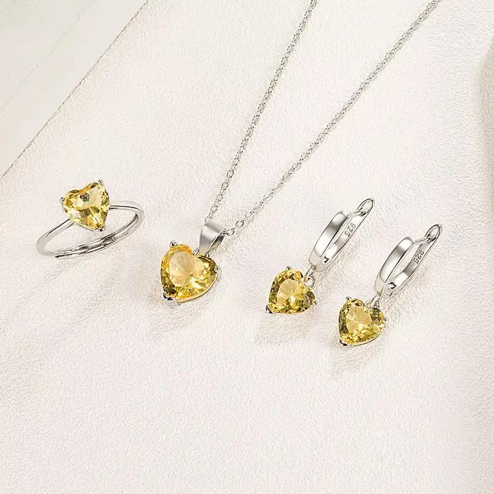 Ensemble de bijoux en argent 925 en Zircon en forme de cœur