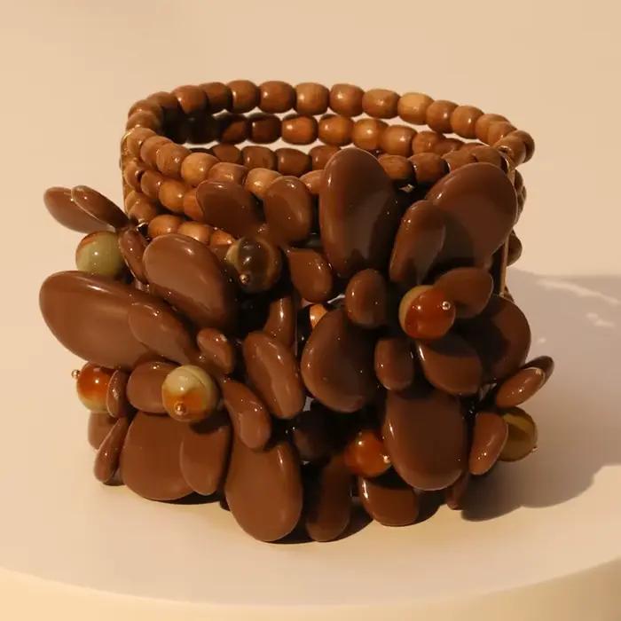 Bracelet de perles fait main avec fleur pour femme, bracelet de cheville vintage, accessoires de déclaration