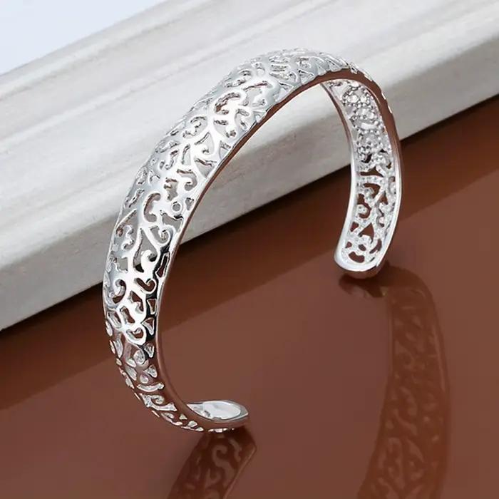 Bracelet ouvert en argent Sterling 925 pour femmes et filles